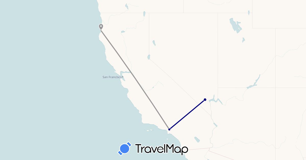 TravelMap itinerary: driving, plane in Philippines, United States (Asia, North America)